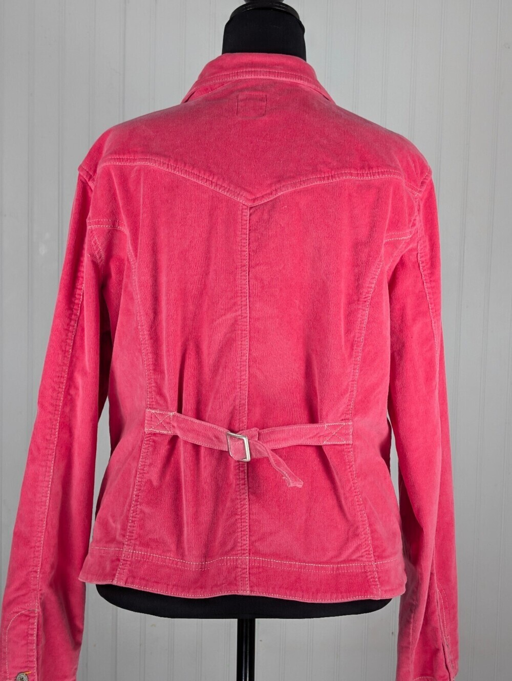 French Cuff Pink Fine Wale Corduroy Button Front Jacket Shacket Size XL - Picture 5 of 10